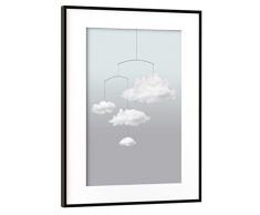 artboxONE Poster mit Rahmen Schwarz (Metallic) 75x50 cm Wolkenmobile von Amy&Kurt - gerahmtes Poster