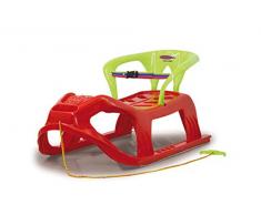 Jamara 460366 - Snow Play Schlitten mit Lehne Snow-Star 90cm rot - Rückenlehne inkl. Sicherheitsband, ergonomischer Sitz, Metallkufen, Kippschutz, robuster Kunststoff, Seil mit Griff zum Ziehen, 3KG