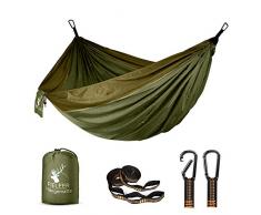 Fieleer Ultraleicht Reise Camping Hängematte Outdoor Hammock | Mit Premium Karabinern & 2,5cm Breiten Schwerlastgurten mit 6 Schlingen | 275x140cm, 300kg Traglast, Aus Fallschirm Nylon | Für Trekking
