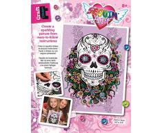 MAMMUT 8311824 - Sequin Art Teen Craft, Paillettenbild Flower Skull, Totenkopf, Bastelset mit Styropor-Rahmen, Bildvorlage, Pailletten, Steckstiften, Anleitung, für Kinder ab 8 Jahre