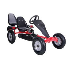ArtSport 2-Sitzer Gokart mit Schalensitz, Luftreifen, Stahlfelgen & Freilauf | rot | Kinder Tretauto Kinderfahrzeug