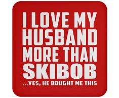I Love My Husband More Than Skibob - Drink Coaster Red Untersetzer Rutschfest Rückseite aus Kork - Geschenk zum Geburtstag Jahrestag Muttertag Vatertag