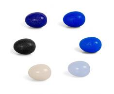 6er SPAR-SET TheraPIE Gel EGG Ball | eiförmiger Handtrainer | HOCHWERTIGE QUALITÄT | Unterarmtrainer | Handmuskeltrainer | Handgreif-Trainer | Fingertrainer | Finger-Streching | Anti Stress Ball