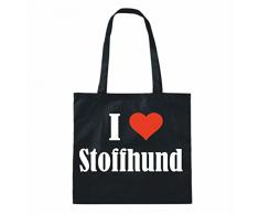 TascheI Love StoffhundGröße38x42FarbeSchwarzDruckWeiss