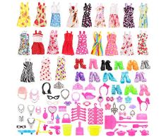 Miunana 120 PCS = 105 Accessories Zubehör Ständer Kleiderständes Schuhe + 15 Kleidung Kleid Dress für 11,5 Zoll Mädchen Puppen