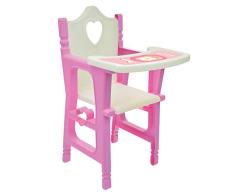 Puppenstuhl Puppenzubehör Hochstuhl für Puppen Babypuppen Zubehör Spielzeug Kinder Mädchen 27x13cm 30cm Spielzeugpuppe Vinylpuppe Weichkörperpuppe Rollenspiel rosa weiß einfach montierbar leicht Puppe