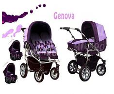 ZWILLINGS- UND GESCHWISTERWAGEN DUET MEGASET: INKL. SPORTSITZE, 2 x AUTOSITZE, BEWEGLICHEN VORDERRÄDERN, LUFTPUMPE UND SONNENSCHIRM - IN FARBE GENOVA