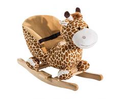 HOMCOM Schaukelpferd Schaukeltier Schaukelspielzeug Babyschaukel Spielzeug Kinder Lieder L60 x B33 x H45 cm