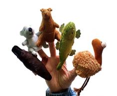 Cestbon Handpuppe Fingerpuppe Handspielpuppe Fingerpuppen-Set Fingerpuppen-Handschuh Tierpuppen Tierfiguren - 5 Stücke,Schwarz