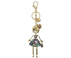 HZOLJVN Vintage Puppe Schlüsselbund Antik Bronze Legierung Charms Schlüsselanhänger Cartoon Schmuck Schlüsselring Auto Anhänger Für Frauen Geschenk Grau