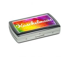 Zigarettenetui mit Namen Kuschelmaus - Edle Chrom-Metallbox mit Design Color Paint - Zigarettenbox, Zigarettenschachtel, Metallbox