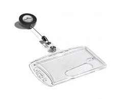 Durable 801219 Namensschild Hartbox mit Jojo Ausweiskartenhalter, 10 Stück, transparent
