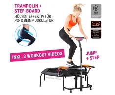 HAMMER Fitness-Trampolin JumpStep, Flexibles und gelenkschonendes Step-Board, aufstellbar, intensives Po- und Beinmuskeltraining, 3 Trainingsvideos inklusive, höhenverstellbarer Griff