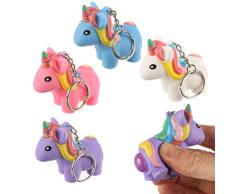 Stressball-Puckator 4er Set Einhorn Knautschbare Einhorn Kacke Schlüsselanhänger, Anhänger Unicorn Squeeze