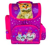 Katze My Little Friend Schulranzen Rucksack 36 x 27 x 16 cm Kinderrucksack Ranzen Mädchen rosa wasserabweisend + GRATIS Wachsmalkreide