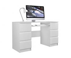 Mirjan24 Schreibtisch Glen, 6 Schubladen Schülerschreibtisch Computertisch Arbeitstisch Kinderschreibtisch PC-Tisch Kinderzimmer Jugendzimmer (Weiß)