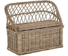 korb.outlet Kinderbank Kindertruhe aus echtem Rattan 2er Bänkchen Sitzbank für Kinder mit Staufach 2-Sitzer Bank Natur Grau