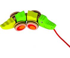 Ziehtier Krokodil: 20,5 x 5,5 x 6 cm, Holz, per Stück