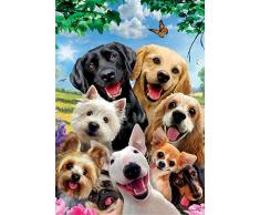 Wowdecor DIY Malen nach Zahlen Kits Geschenk für Erwachsene Kinder, Malen nach Zahlen Home Haus Dekor - Hund Mops Familie Schmetterling Blauer Himmel 40 x 50 cm ohne Rahmen