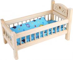 small foot 9601 Puppenbett aus Holz, Puppenmöbel-Zubehör, Kissen und Decke im Herz-Design, ab 3 Jahren