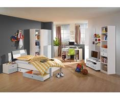 lifestyle4living Jugendzimmer, komplett, Set, Jungen, Mädchen, Jugendzimmermöbel, Kinderzimmer, Kinderzimmermöbel, Jugendmöbel, Kleiderschrank, Bett, Alpinweiß, Beton