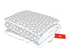 BABYLUX Babydecke Krabbeldecke MINKY Kuscheldecke Decke 75 x 100 cm mit KISSEN 30x35cm (14K. Weiß + Herze)