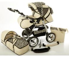Chilly Kids iCaddy Kombikinderwagen (Regenschutz, Moskitonetz, Getränketablett, Wickelunterlage) 12 Beige & Leopard