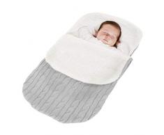Minetom Fußsack Kinderwagen Baby Schlafsack Strickend Winter Buggy Babyschale Winterfußsack Grau 38 * 68 cm