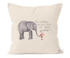 MoonWorks Kissenbezug Geschenk Liebe muss Nicht perfekt Sein sondern echt Elefant Maus Kissen-Hülle Deko-Kissen 40x40 Baumwolle Natur 40cm x 40cm
