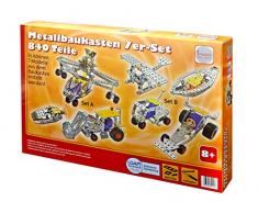 TRONICO Metallbaukasten, 7er-Set, 840 Teile, bis zu 7 Modelle aufbauen,, inklusive Werkzeug