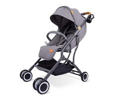 Wp.bewa Leichter Kompakter 4-Rad Kinderwagen,Liegebuggy Für Flugzeug Babyreisesystem Faltbarer Kinderwagen Mit Anti-Shock Quellen Für Kleinkinder0-3 Jahre Alt (Grau)