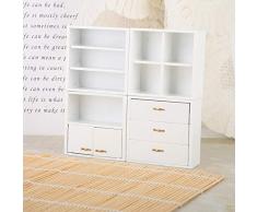 Maßstab 1/12 Puppenhaus Zubehör Holz Schrank Möbel Wohnzimmer Schlafzimmer Schrank Einheit für Puppenhaus(Weiß)