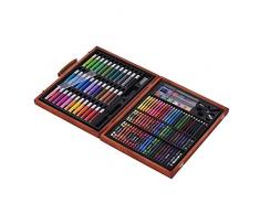 Cheniess 148 Stück Deluxe-Kunst-Satz for Kinder mit Holzkasten Farbmarkierungen Bleistifte Kreiden Öl-Pastelle Aquarell Supplies Schreiben Malen Artwork Färbung