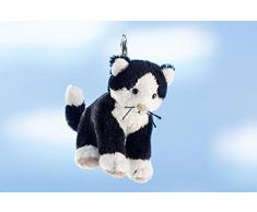 Teddys Rothenburg Schaffer, Schlüsselanhänger, Katze, 12 cm, schwarz/weiß, Plüschkatze