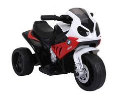 HOMCOM Elektro Kindermotorrad Kinderfahrzeug Elektro-Dreirad mit Akku Rot PP + Stahl Rot 66 x 37 x 44 cm
