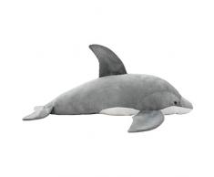 vidaXL Delphin Kuscheltier Plüsch Grau Plüschtier Stofftier Plüschspielzeug
