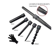 ZH1 Strand-Wellen-Brennschere, 6-IN-1-Brennschere, Hot Tools Curling Bügeleisen, Dual Voltage für Internationale Reisen, Seifenblasenring Curling Eisen