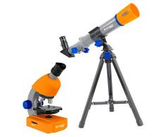Bresser Junior Mikroskop & Teleskop Set mit Mikroskop 40x-640x Vergrößerung und 40/400mm Teleskop für Kinder ab 8 Jahren