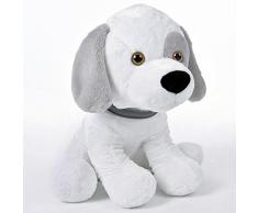 Monzana Plüschtier Kuscheltier Stofftier Hund XL 58 cm Groß Weiches Fell Kuschelig Halsband Weiß Plüschhund Stoffhund Spielzeug