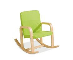 Home4You Kinder-Schaukelstuhl Kindersessel Kinderstuhl | Apfelgrün | Holz | Baumwolle