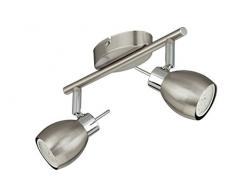 Briloner Leuchten Deckenleuchte, Metall, GU10, 5 W, nickelgrau, 2er Spot