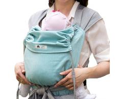 LIMAS Babytrage BIO-Baumwolle, wendbare Bauch-, Rücken- und Hüfttrage - Türkis/Grau