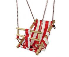 Gartenpirat Babyschaukel aus Holz und Stoff rot / weiß Babysitz Schaukelsitz