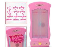XIMRUI Rosa Kleiderschrank Kleiderschrank Kleiderb¨¹Gel f¨¹r 30CM Puppe M?dchen Spielzeug M?Bel Zubeh?r Geschenke