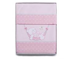 PEKITAS 3-teiliges Bettwäsche-Set für Kinderwagen/Kinderwagen, 40 x 80 cm, 100% Baumwolle, in Geschenkverpackung (Kissenbezug + Bettlaken + Spannbettlaken mit Gummiband) Teddy Rosa