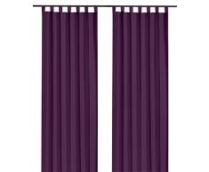 heimtexland ® Dekoschal mit Schlaufen und Kräuselband uni in lila HxB 245x140 cm BLICKDICHT aber Lichtdurchlässig - Vorhang natürlich matt violett einfarbig mit wunderschön leichtem Fall - Schlaufenschal Bandschal ÖKOTEX Gardine Typ117