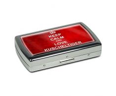 Zigarettenetui mit Namen Kuscheltiger - Edle Chrom-Metallbox mit Design Keep Calm - Zigarettenbox, Zigarettenschachtel, Metallbox