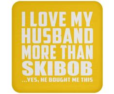 I Love My Husband More Than Skibob - Drink Coaster Athletic Gold Untersetzer Rutschfest Rückseite aus Kork - Geschenk zum Geburtstag Jahrestag Muttertag Vatertag