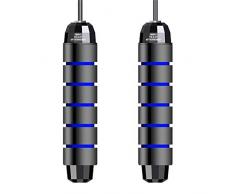 PPangUDing Verstellbare Springseil Speed Rope mit Qualitäts Kugellager Anti-Rutsch Griffen für Fitness Training MMA, HIIT, Crossfit,Intervalltraining Double Unders (Blau)