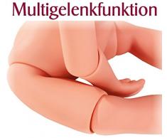 Götz 1766045 Happy Kidz Emma geht zur Sommerparty Puppe - 50 cm große Multigelenk-Stehpuppe, blonde Haare, steingraue Augen - 9-teiliges Set